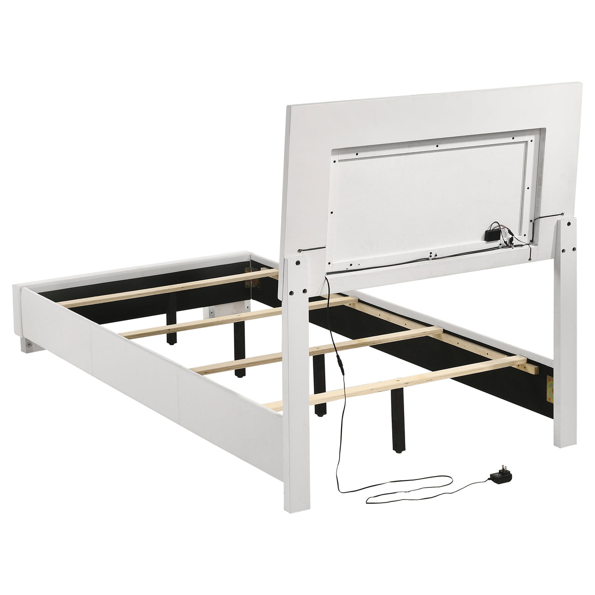 Felicity LED Panel Bed Twin White High Gloss