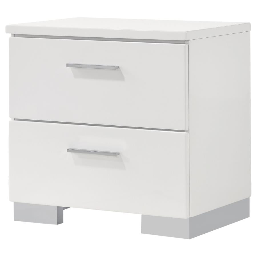 Coaster Modern Felicity 2-drawer Nightstand Night Stand Glossy White 203502