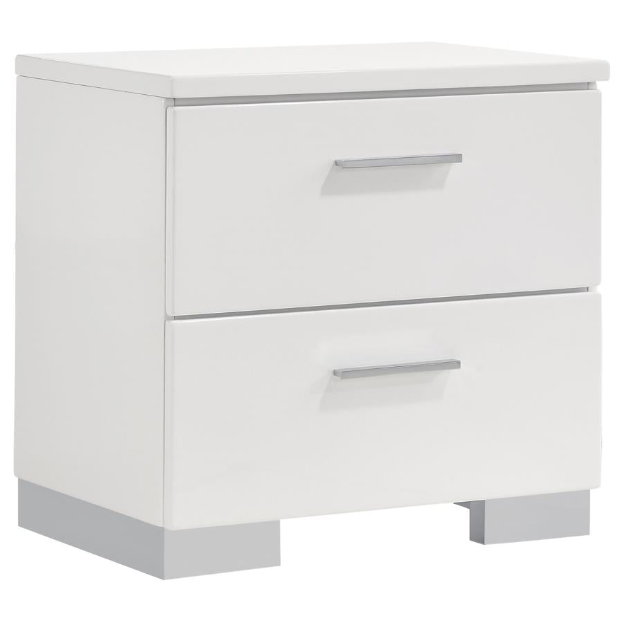 Coaster Modern Felicity 2-drawer Nightstand Night Stand Glossy White 203502