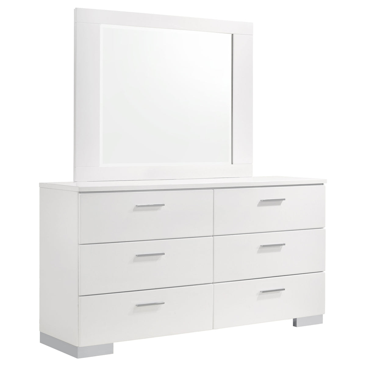 Felicity 6-drawer Dresser with Mirror White High Gloss