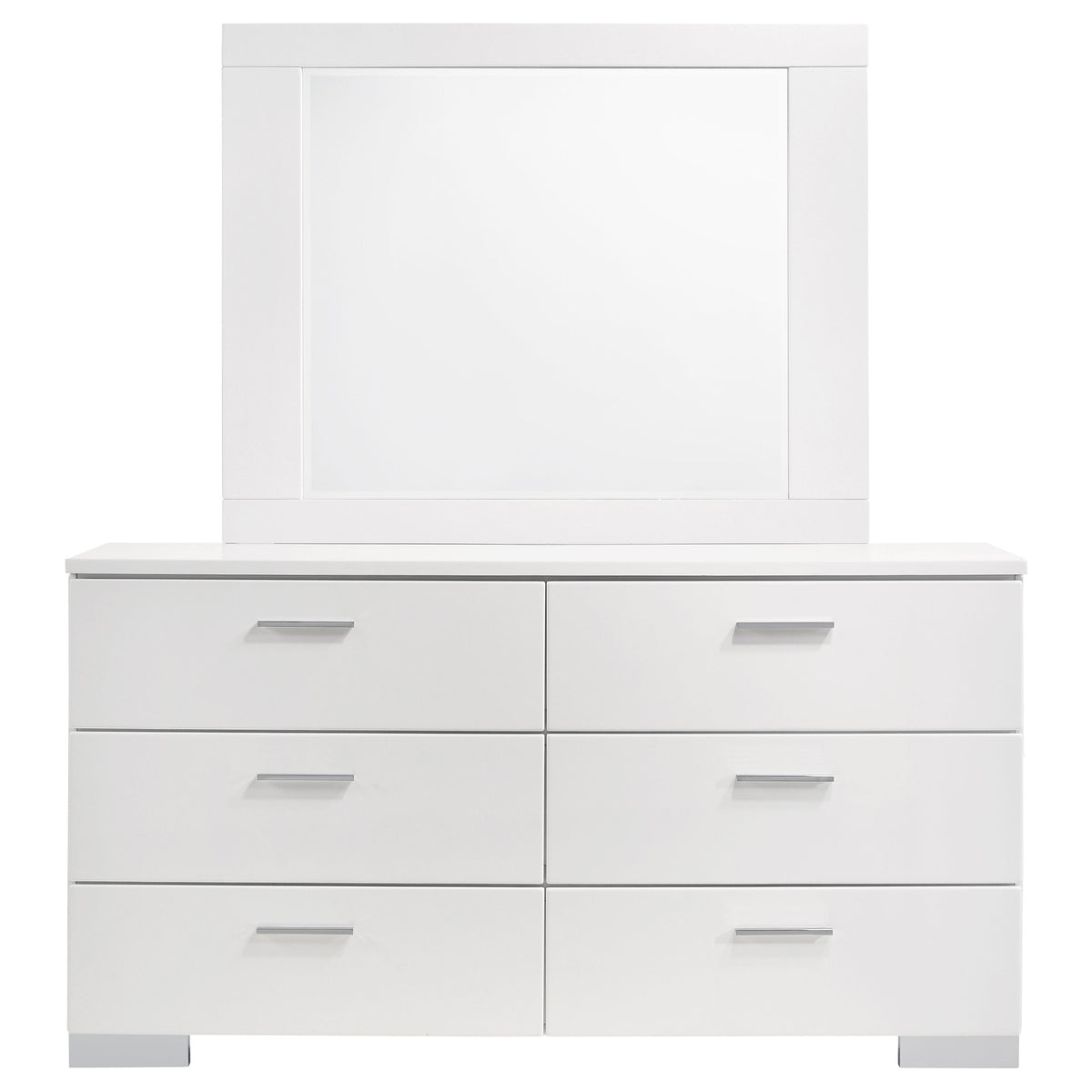 Felicity 6-drawer Dresser with Mirror White High Gloss