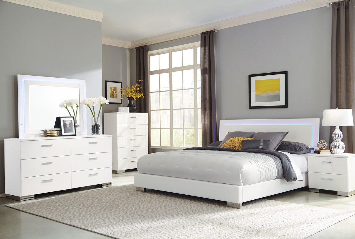 Felicity 6-drawer Dresser with Mirror White High Gloss