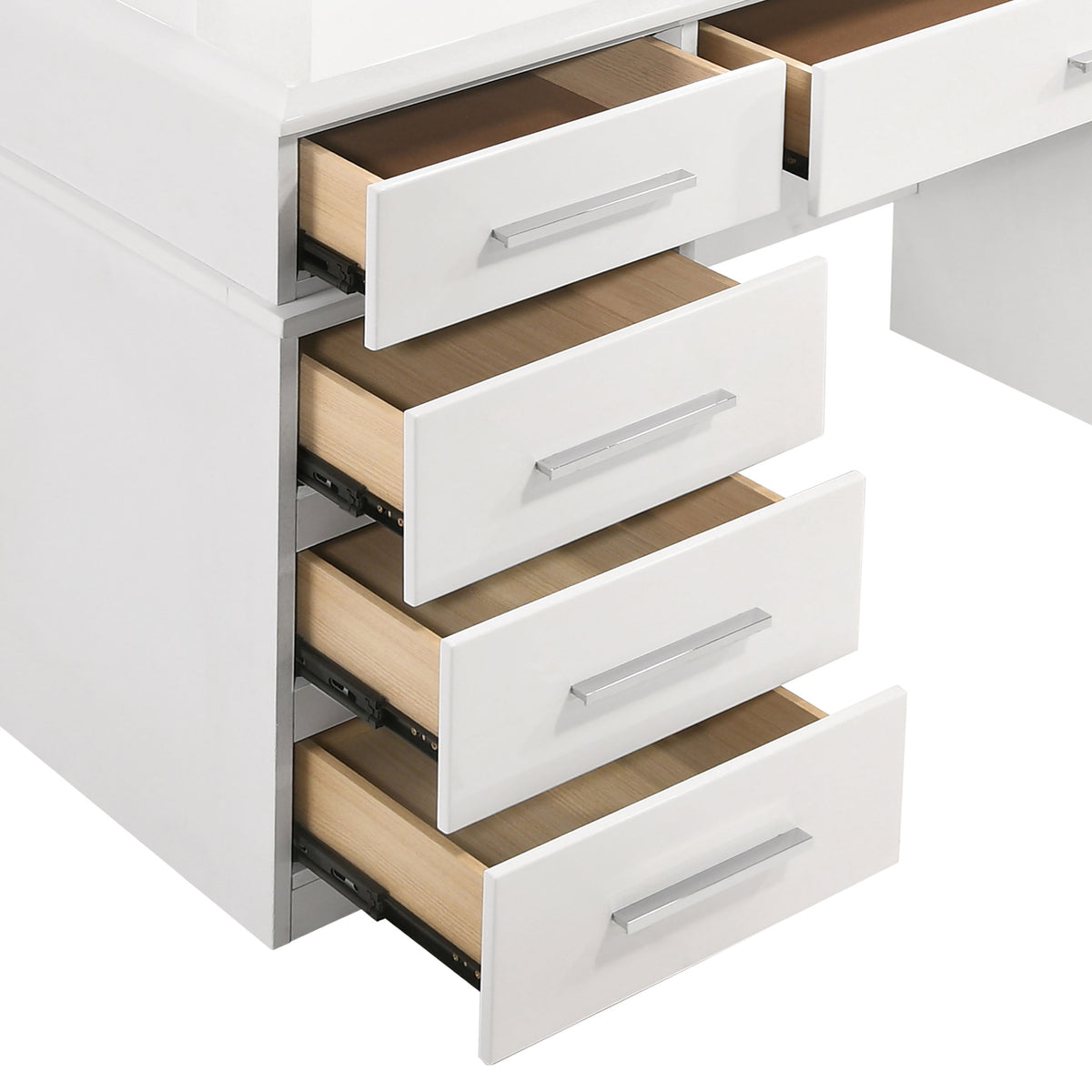 Felicity 9-drawer Makeup Vanity Table with LED Mirror White High Gloss