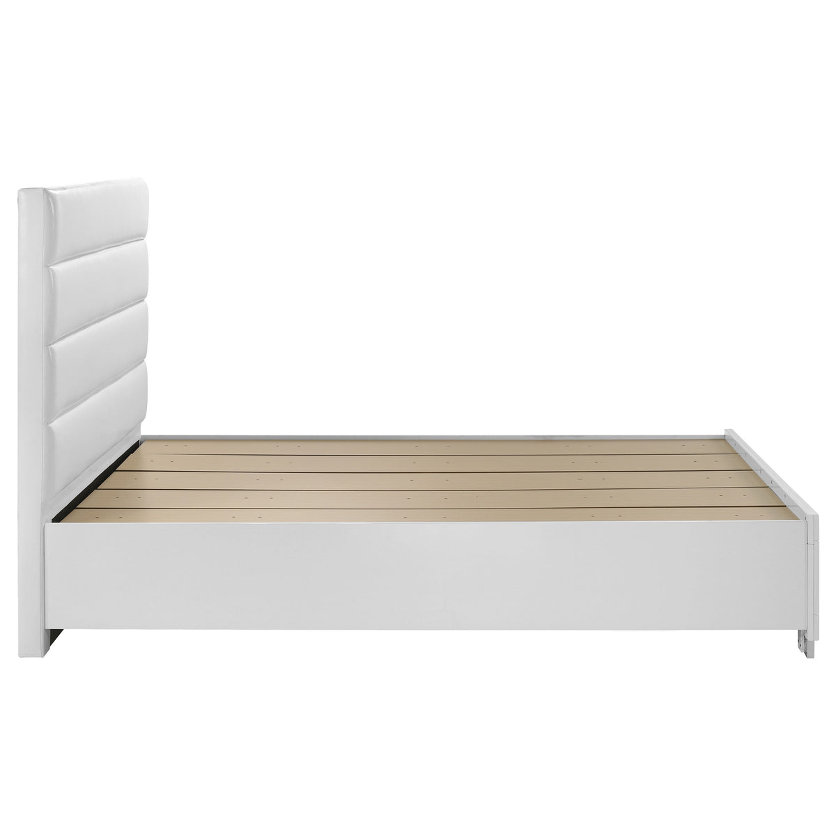 Felicity Channel-Tufted Storage Platform Bed Eastern King White High Gloss