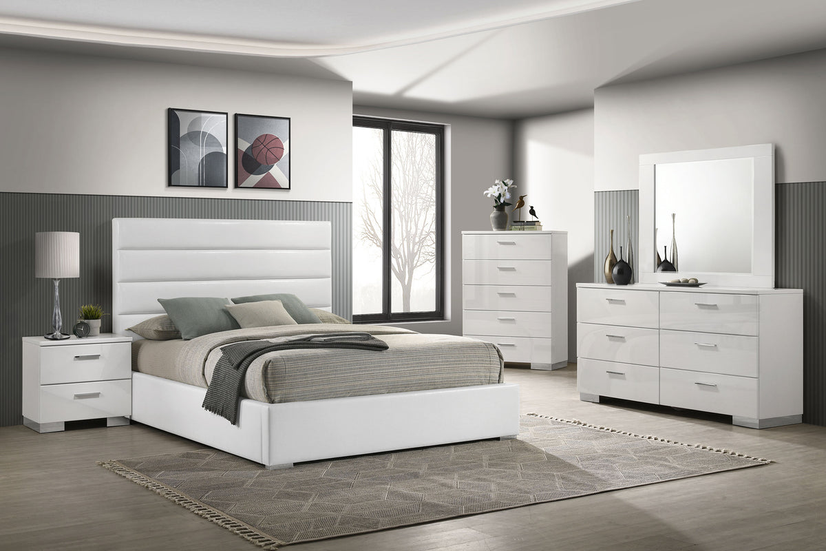 Felicity Channel-Tufted Upholstered Platform Bed Queen White