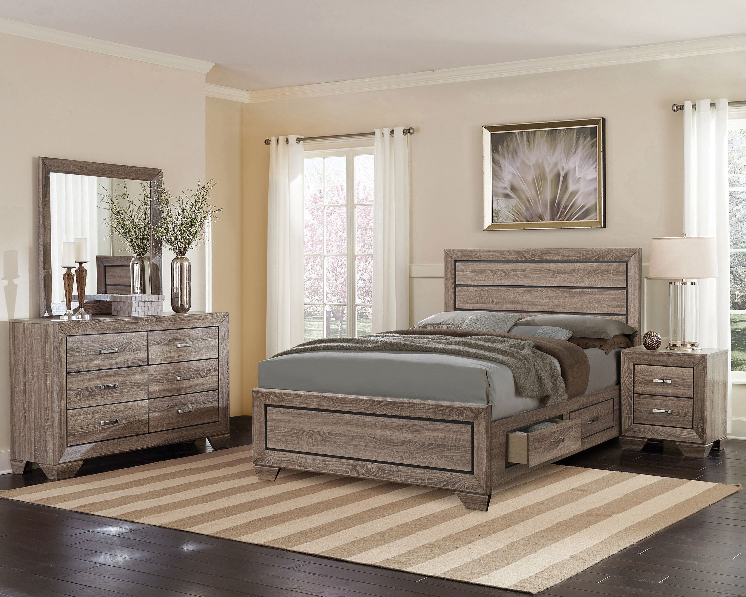Kauffman Wood Panel Storage Bed