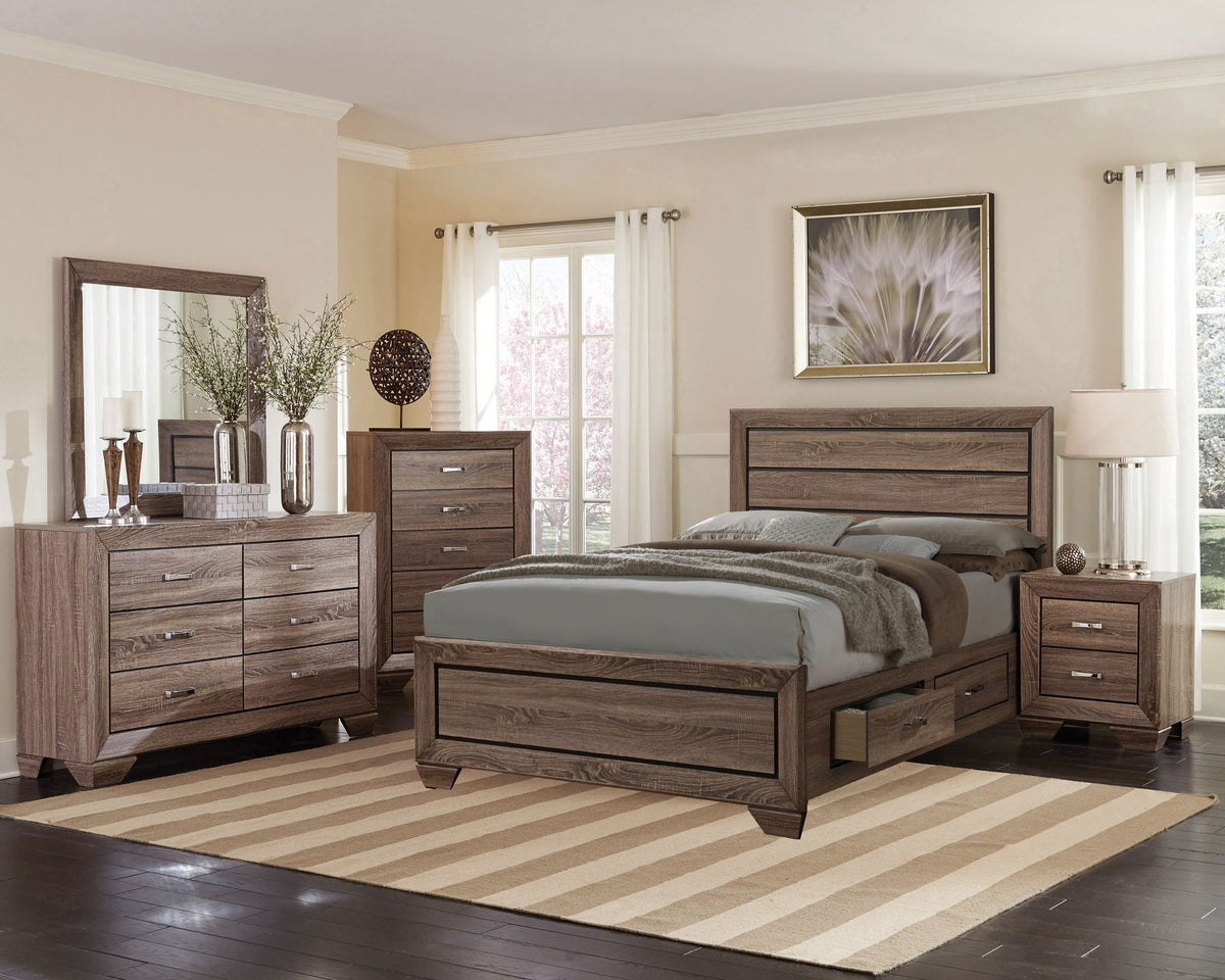 Kauffman 5-piece Queen Bedroom Set with Storage Panel Bed Washed Taupe