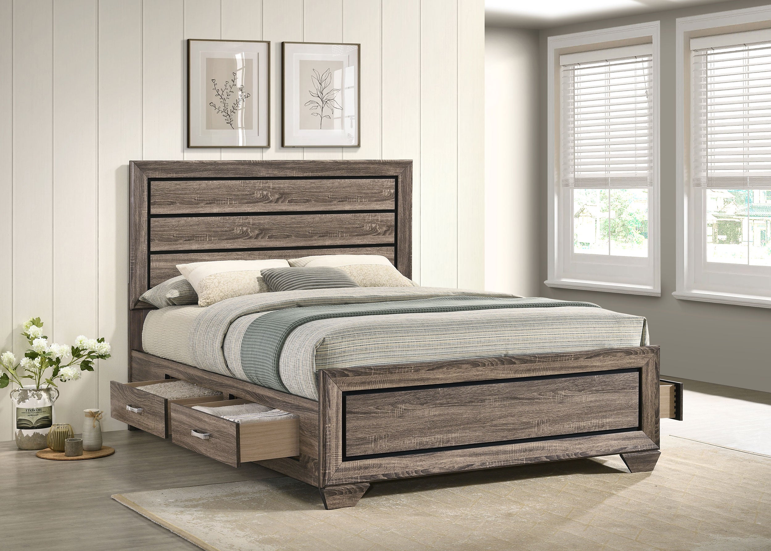 Kauffman Wood Panel Storage Bed