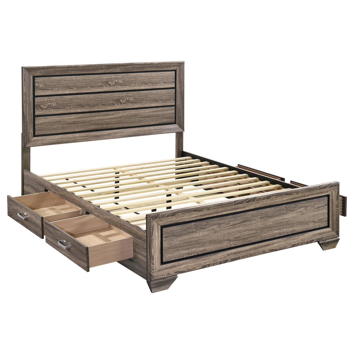 Kauffman 4-drawer Storage Panel Bed Queen Washed Taupe