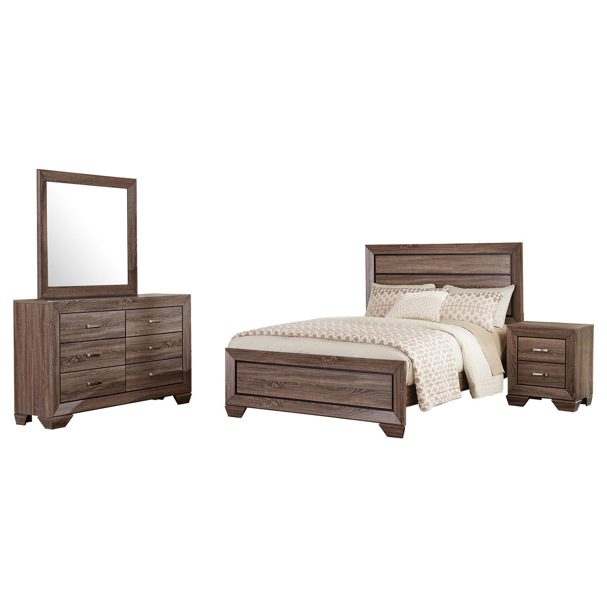 Kauffman 4-piece Queen Bedroom Set with Panel Bed Washed Taupe