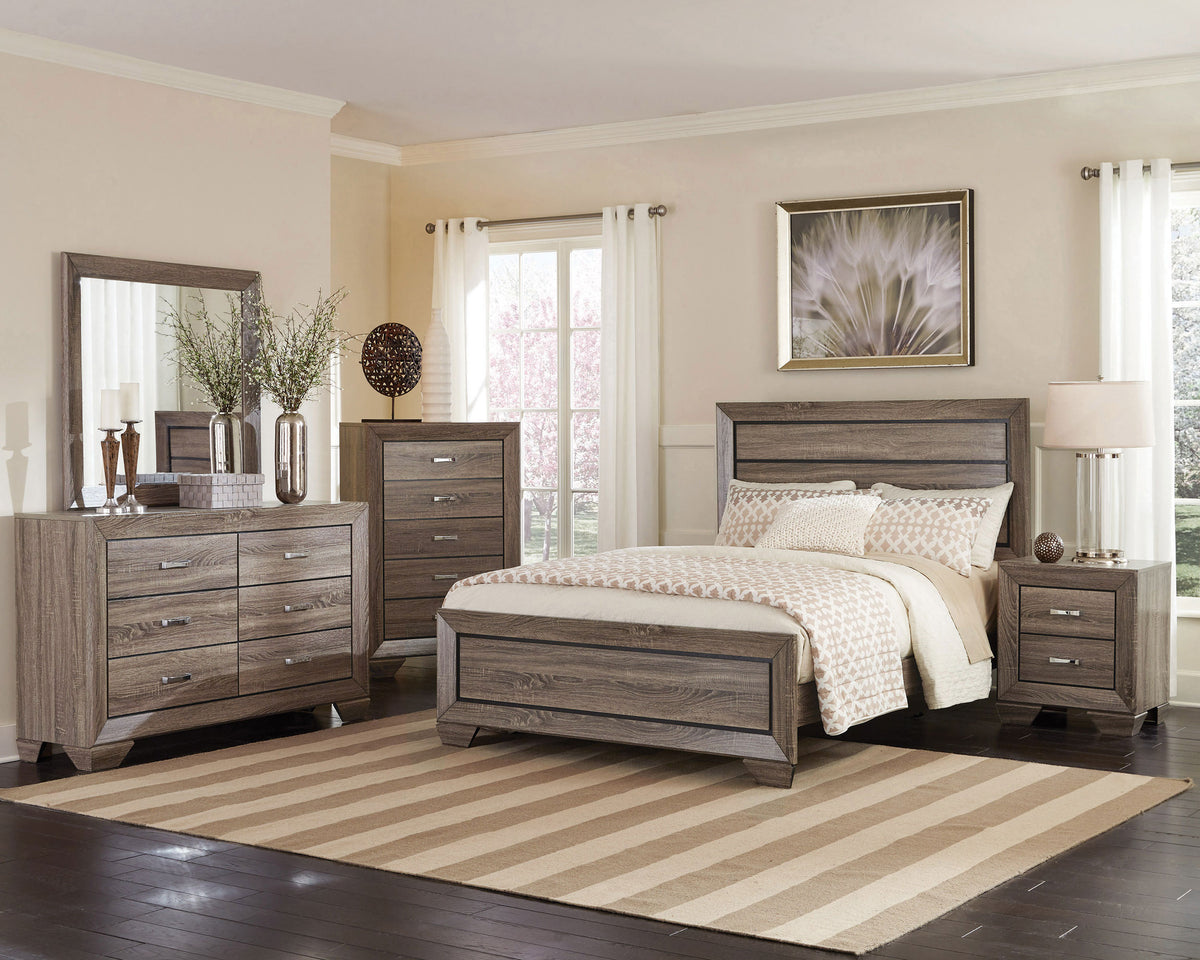Kauffman Panel Bed Queen Washed Taupe