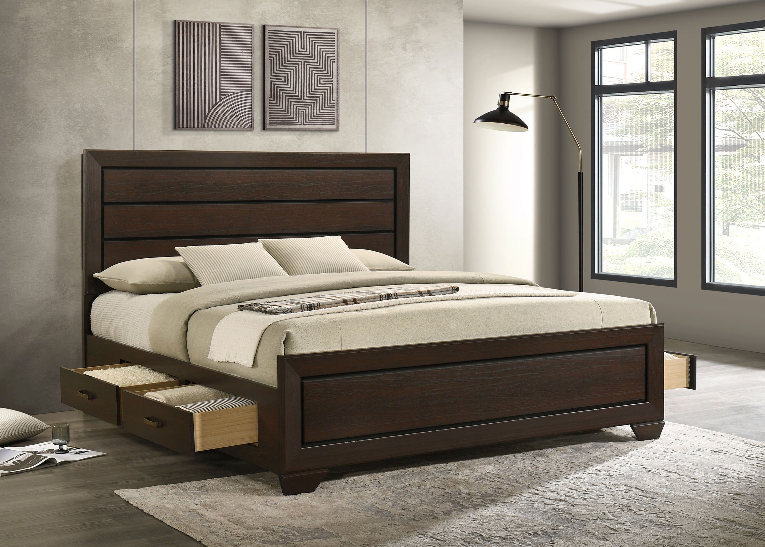 Kauffman Wood Panel Storage Bed