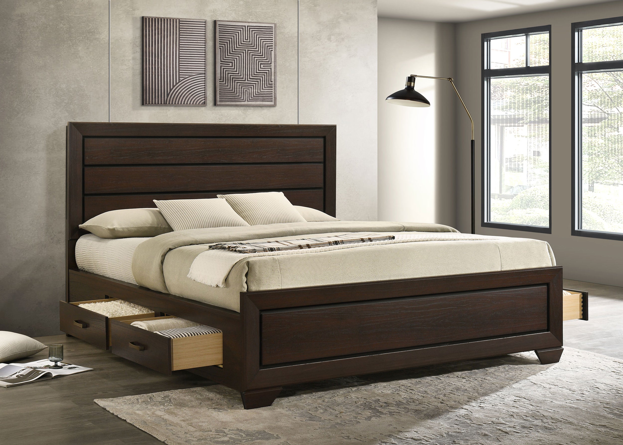 Kauffman Wood Panel Storage Bed