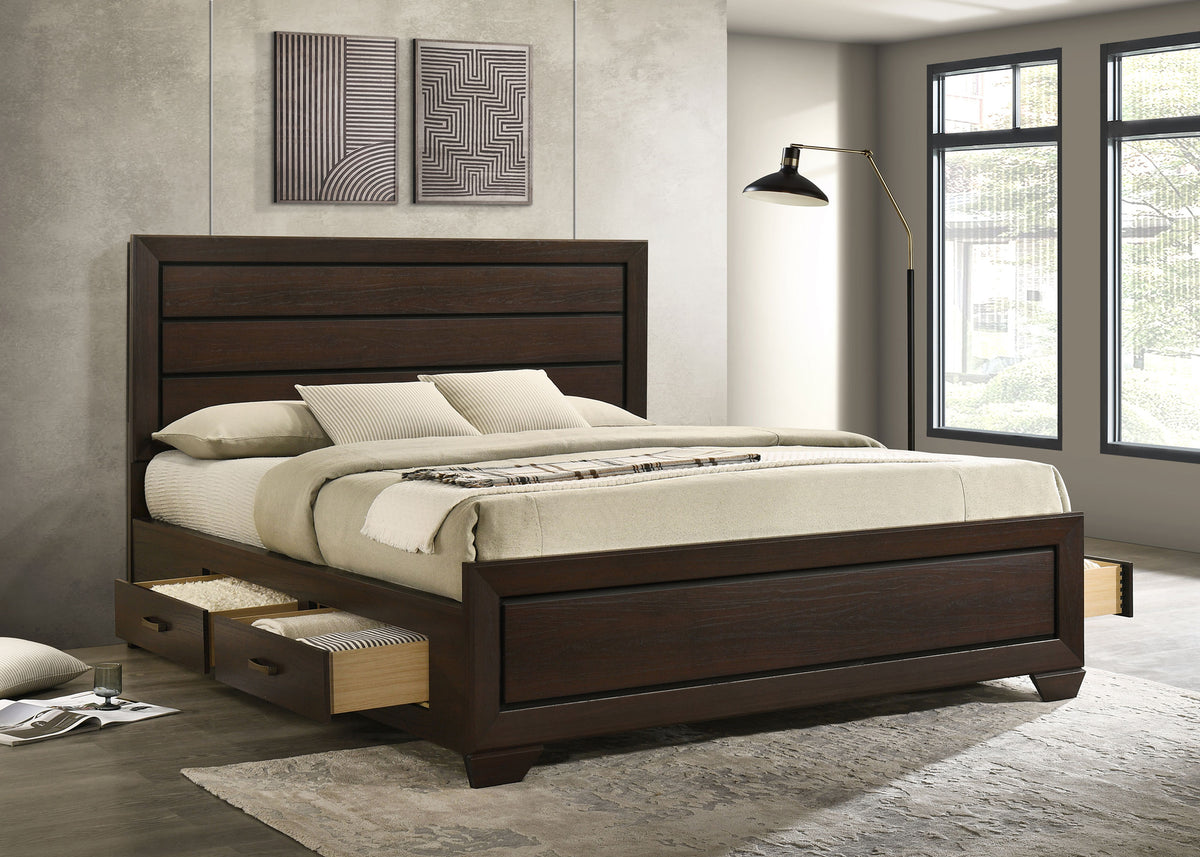 Kauffman 4-drawer Storage Panel Bed California King Dark Cocoa