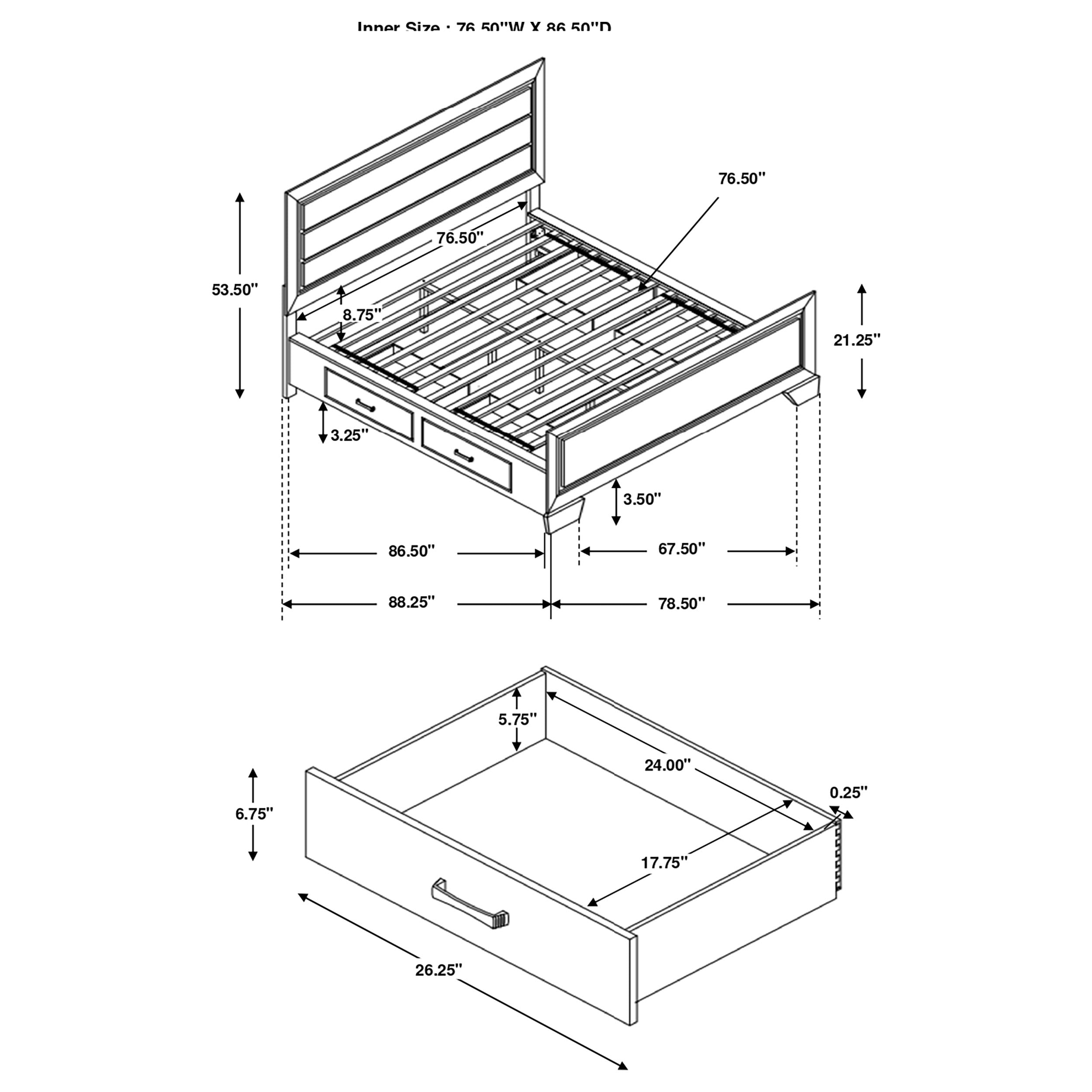 Kauffman Wood Panel Storage Bed