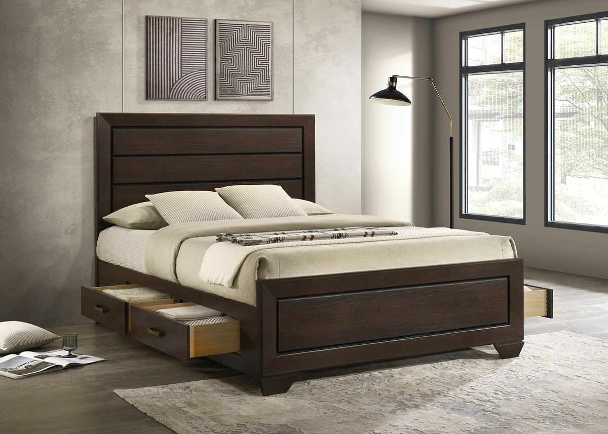 Kauffman 4-drawer Storage Panel Bed Queen Dark Cocoa