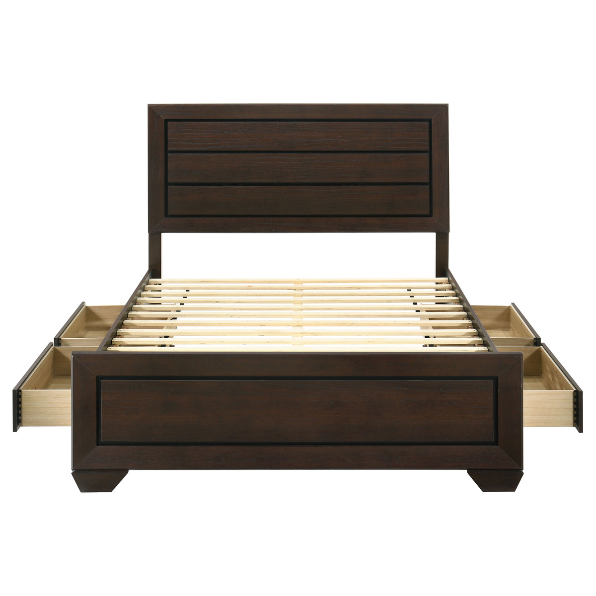 Kauffman 4-drawer Storage Panel Bed Queen Dark Cocoa