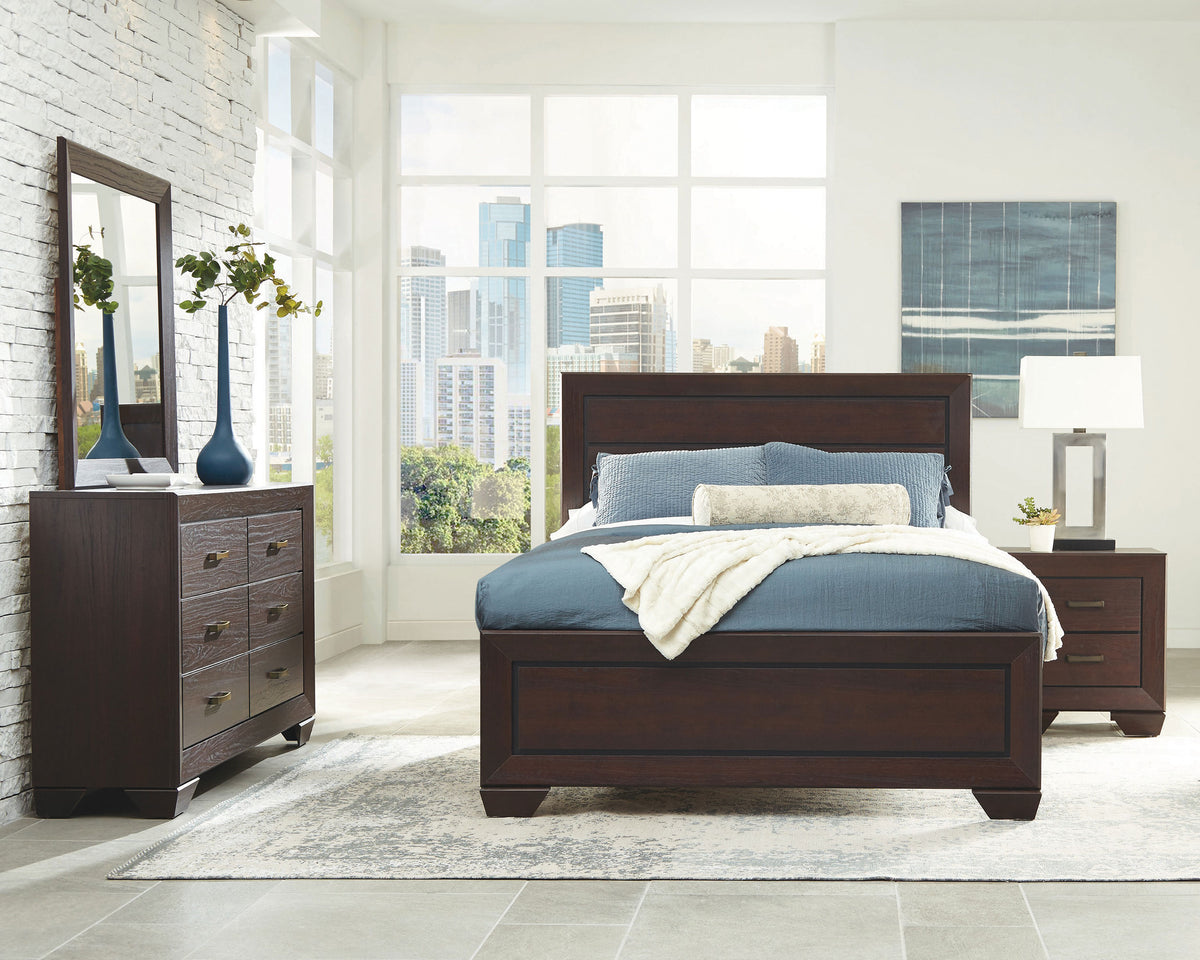 Kauffman 4-piece Eastern King Bedroom Set with Panel Bed Dark Cocoa