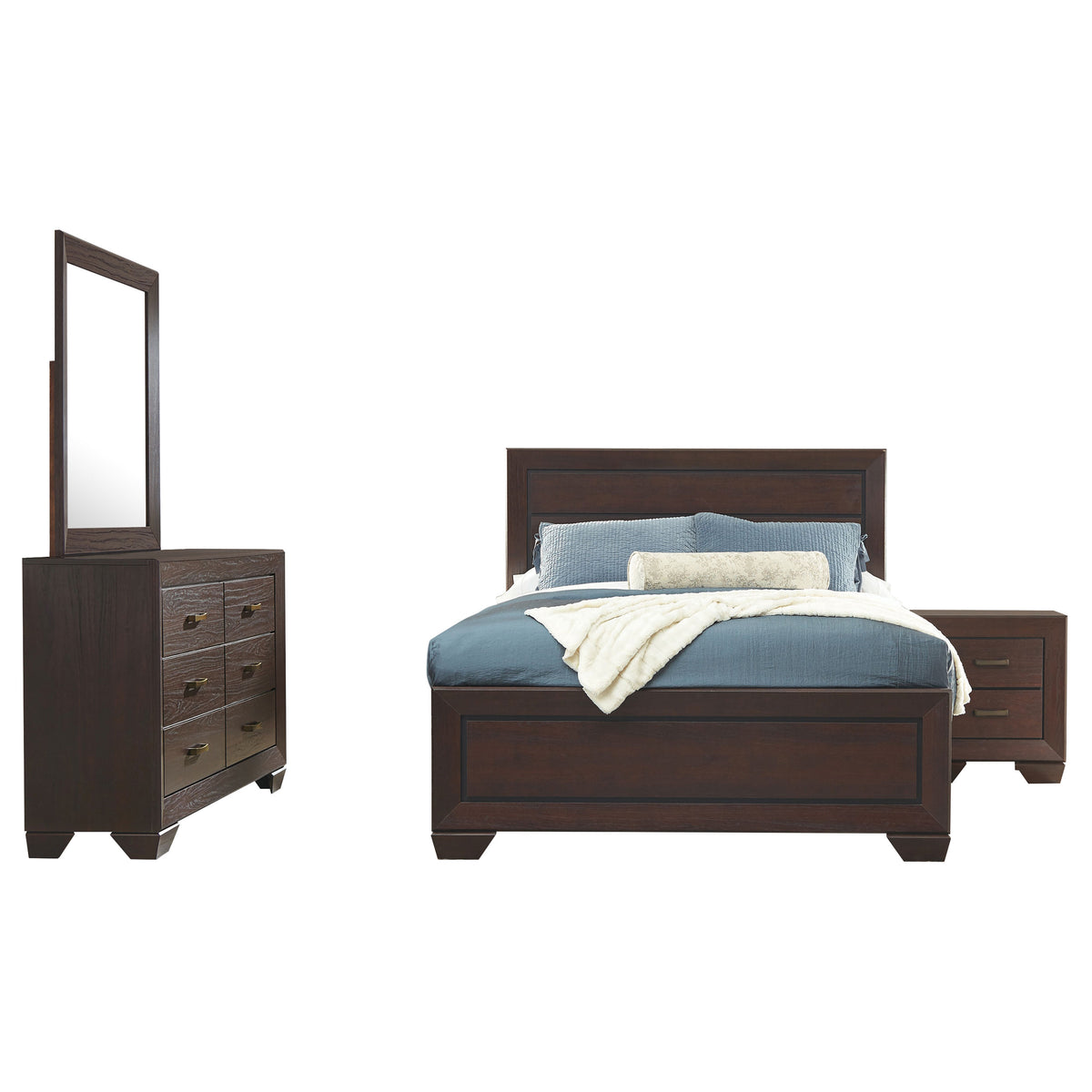 Kauffman 4-piece California King Bedroom Set with Panel Bed Dark Cocoa