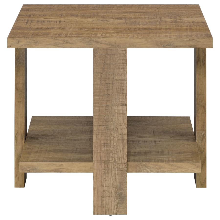 Dawn Square Wood End Table With Shelf in Mango