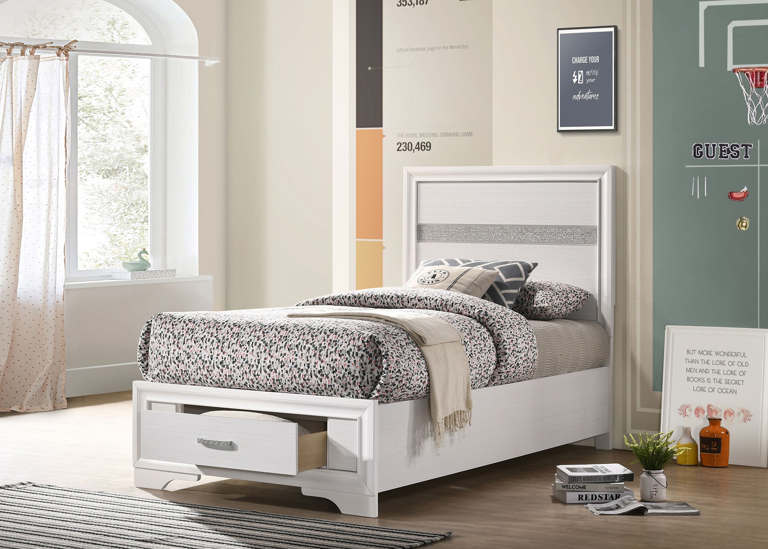 Miranda Wood Panel Storage Bed