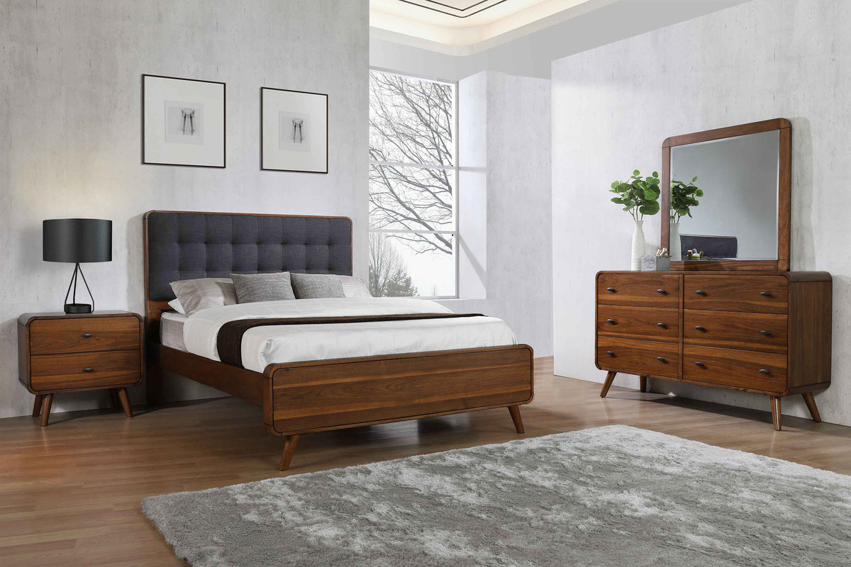 Robyn 4-piece Eastern King Mid-Century Modern Bedroom Set Dark Walnut