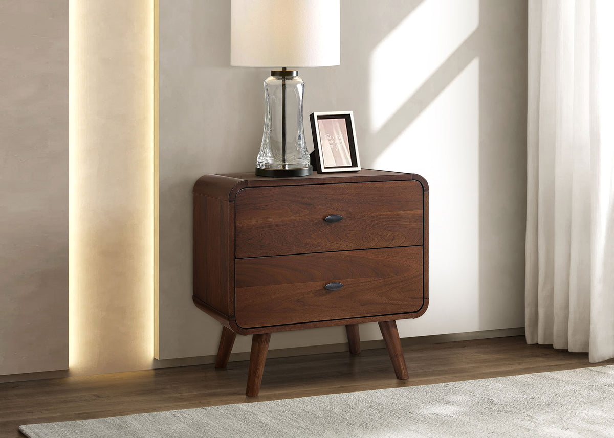 Robyn 2-drawer Nightstand with USB Ports Dark Walnut