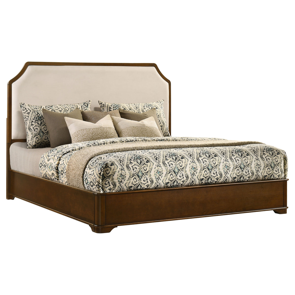 Garland Upholstered Panel Bed Eastern King Brown Cherry and Cream