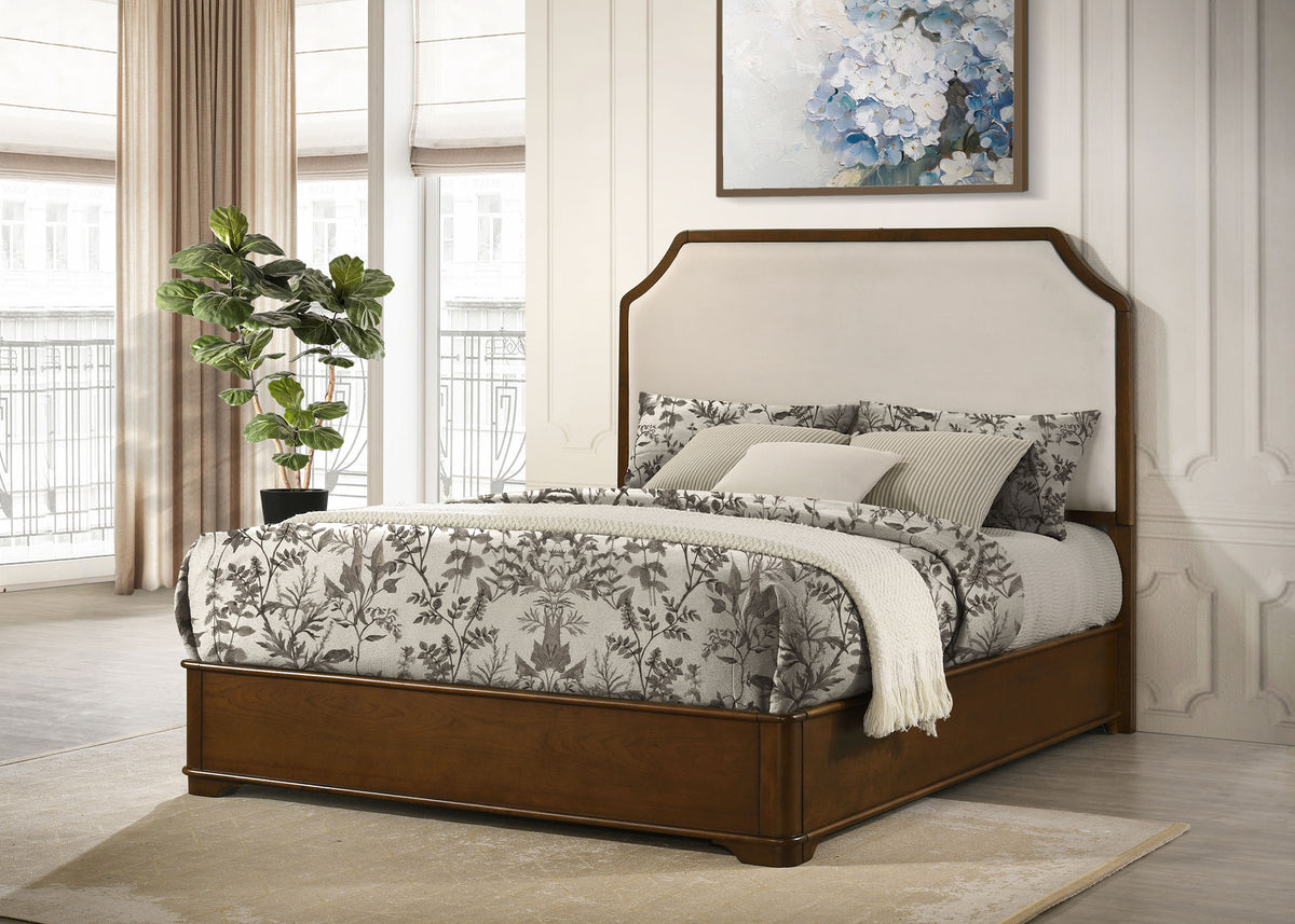 Garland Upholstered Panel Bed Queen Brown Cherry and Cream