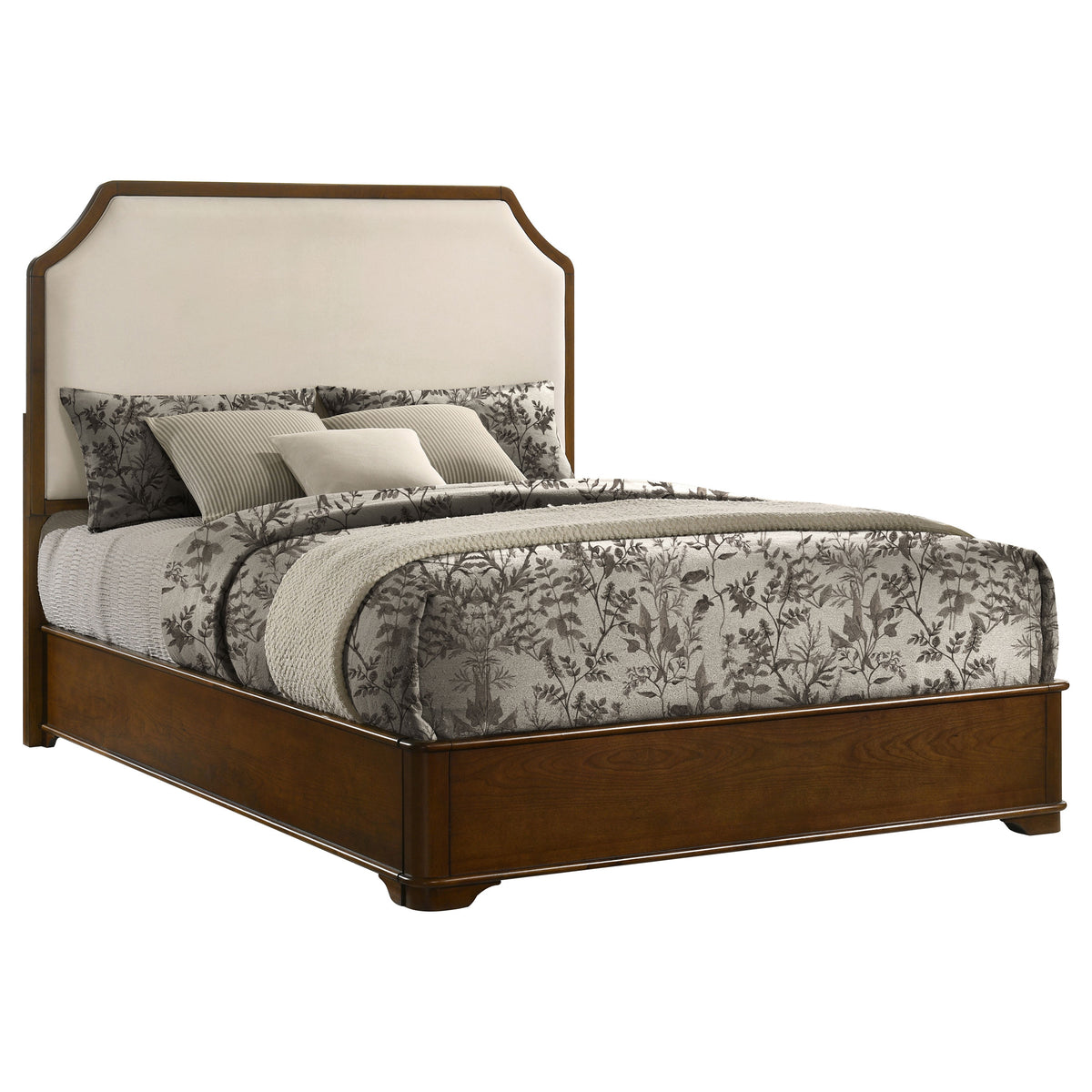 Garland Upholstered Panel Bed Queen Brown Cherry and Cream