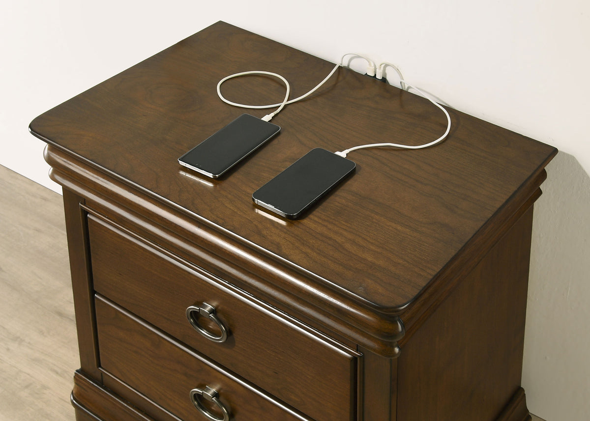 Garland 2-drawer Nightstand with USB Ports Brown Cherry