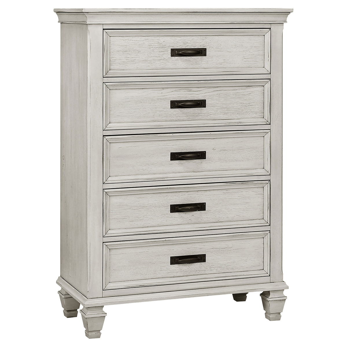 Franco 5-piece Eastern King Bedroom Set with Panel Bed Distressed White
