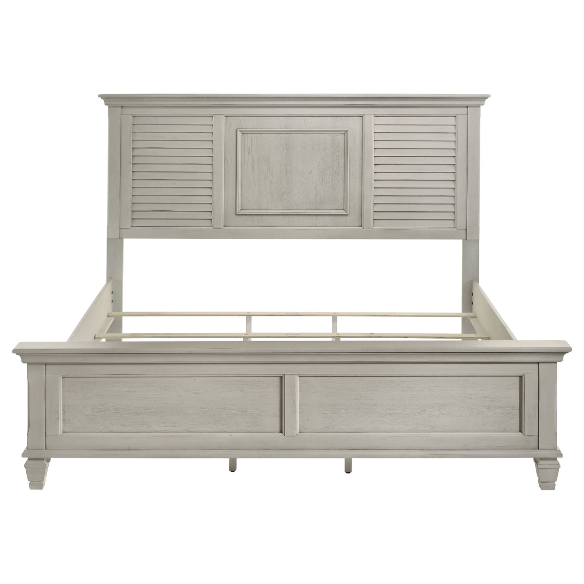 Franco Wood Panel Bed Eastern King Distressed White