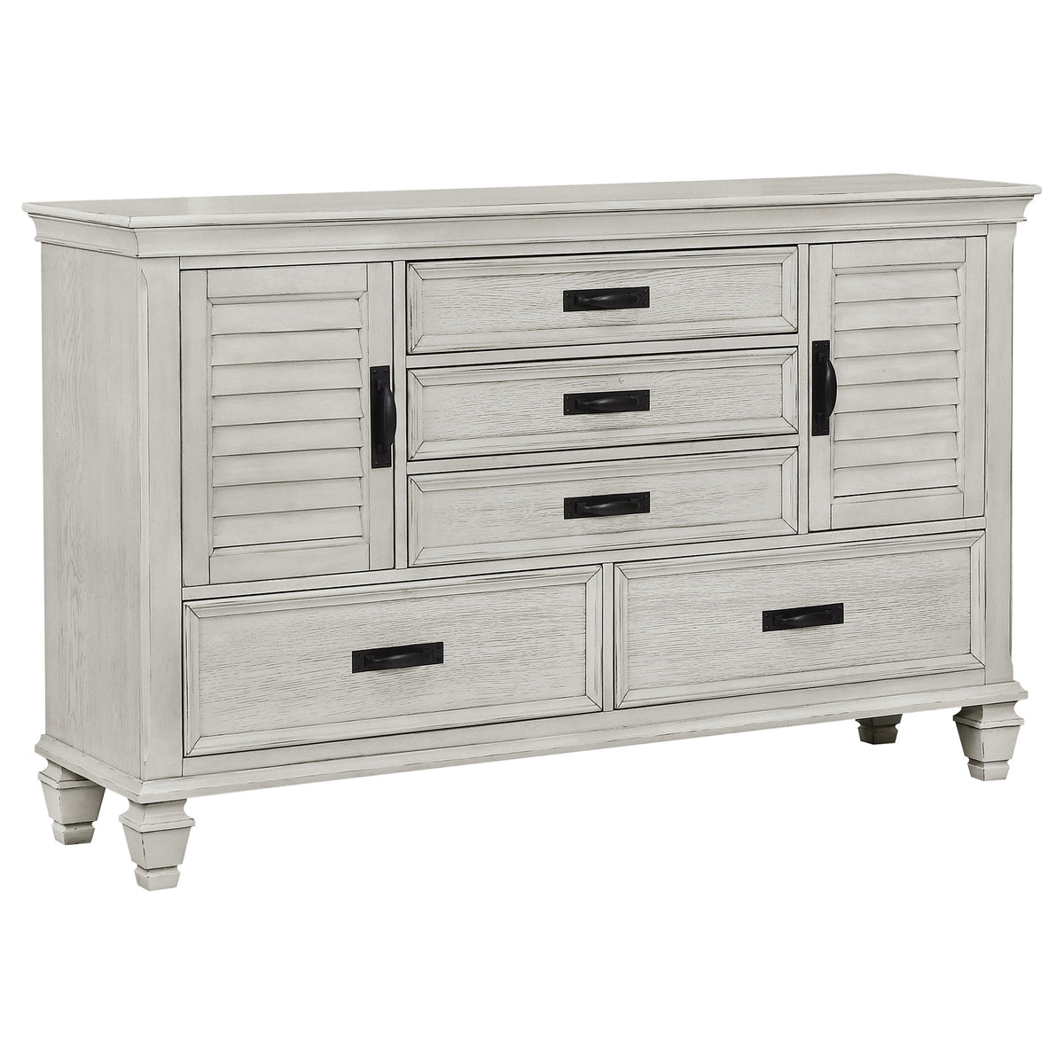Franco 5-piece Queen Bedroom Set with Panel Bed Distressed White