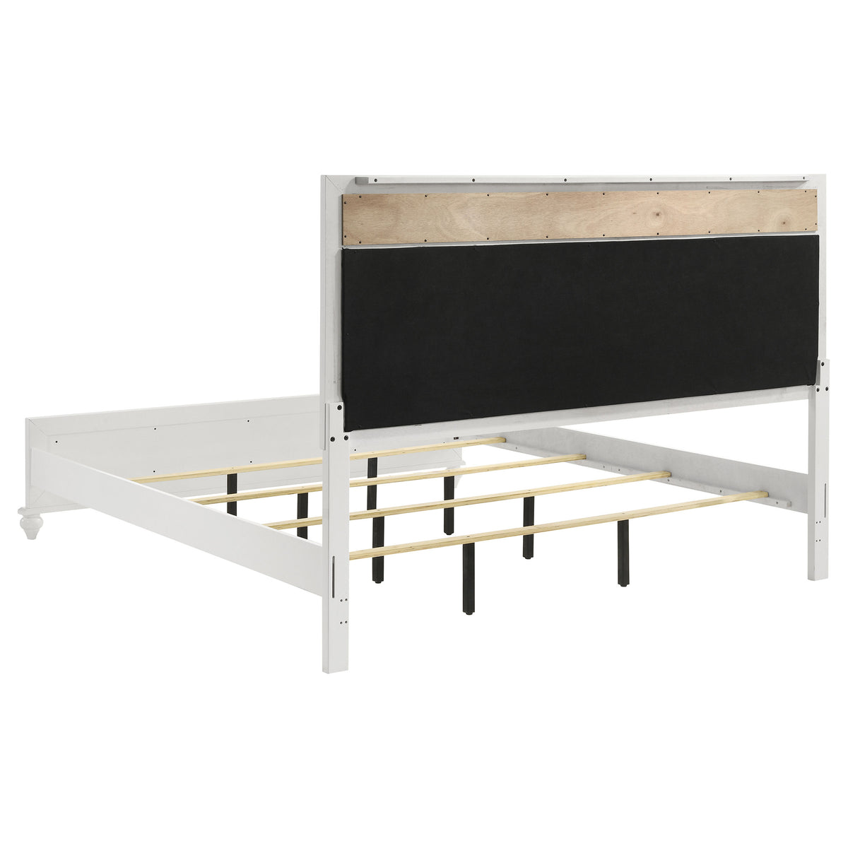 Barzini Metallic Channel-Tufted Panel Bed Eastern King White