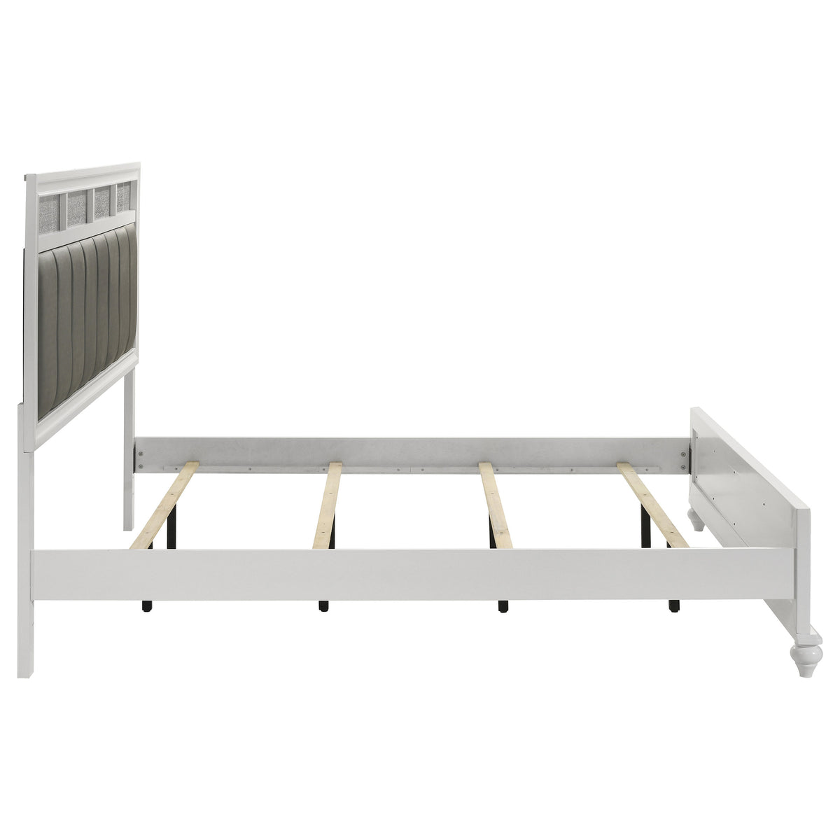 Barzini Metallic Channel-Tufted Panel Bed Eastern King White