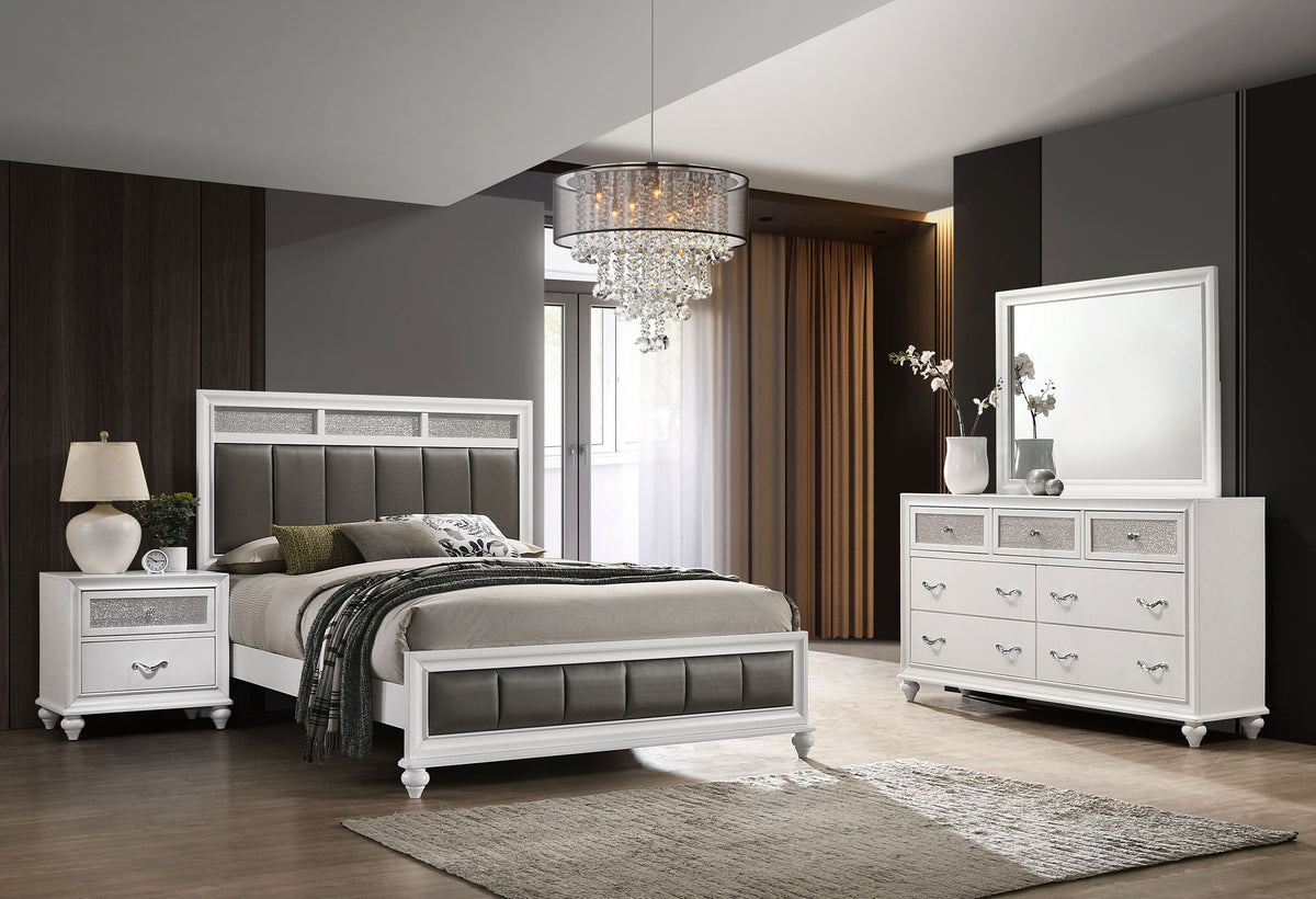 Barzini 4-piece California King Bedroom Set with Upholstered Panel Bed White