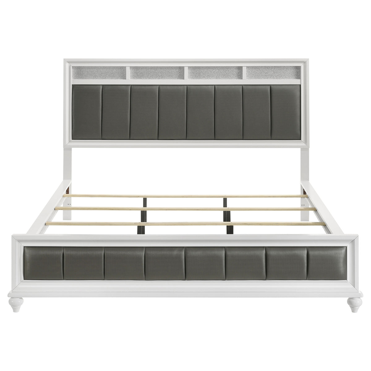 Barzini Metallic Channel-Tufted Panel Bed California King White