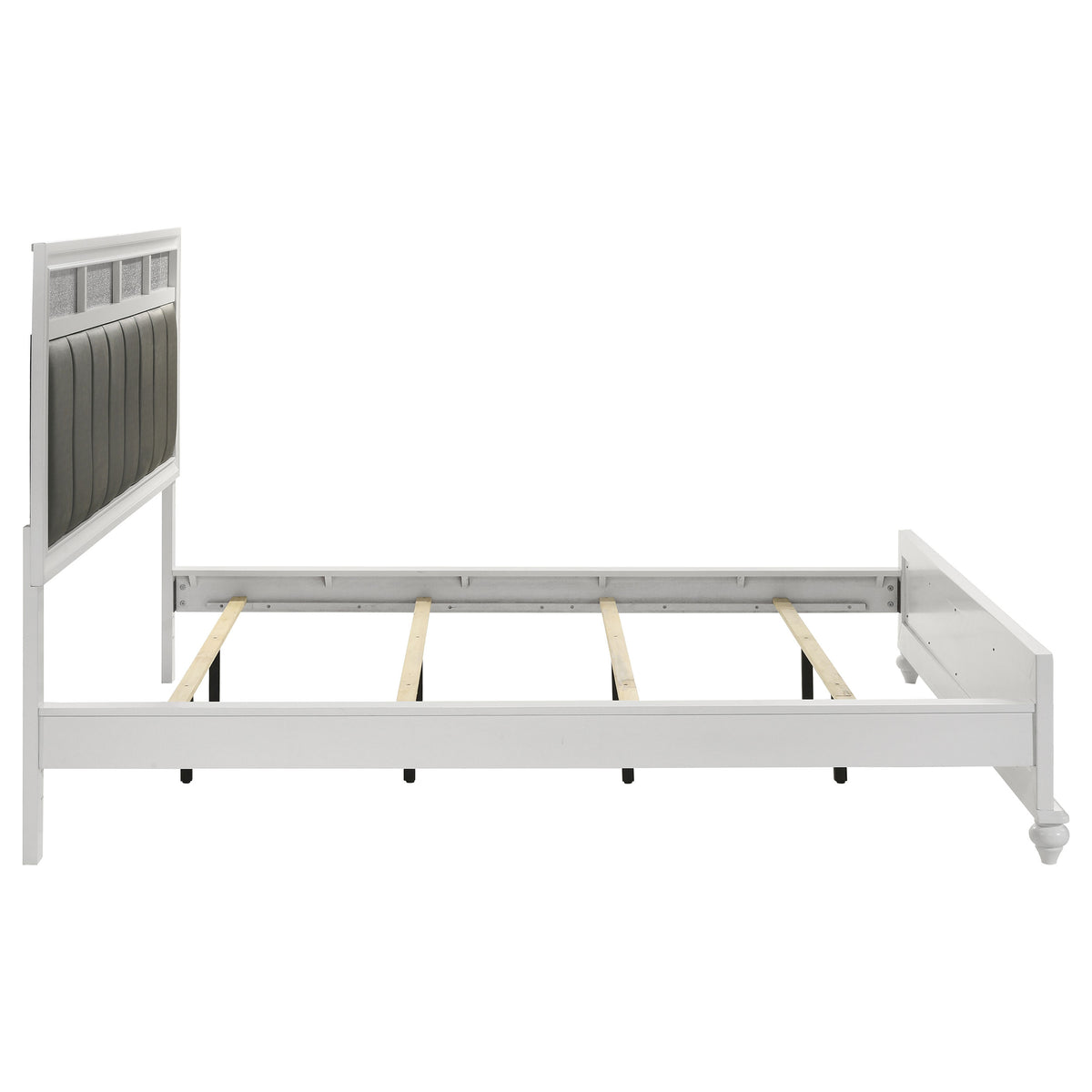 Barzini Metallic Channel-Tufted Panel Bed California King White