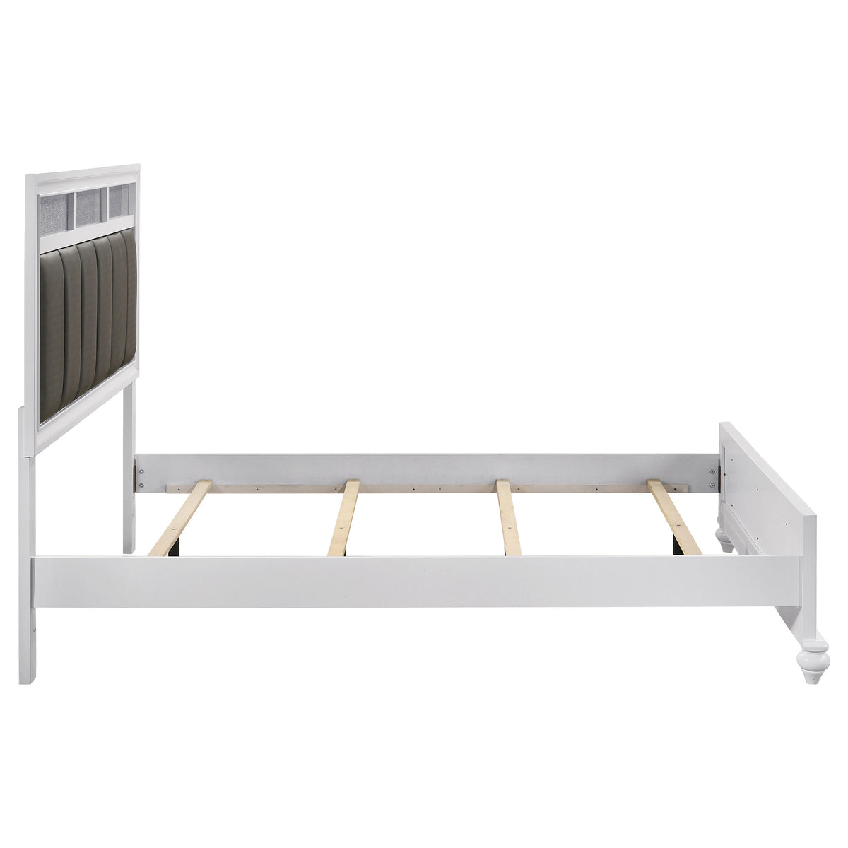 Barzini Metallic Channel-Tufted Panel Bed Queen White