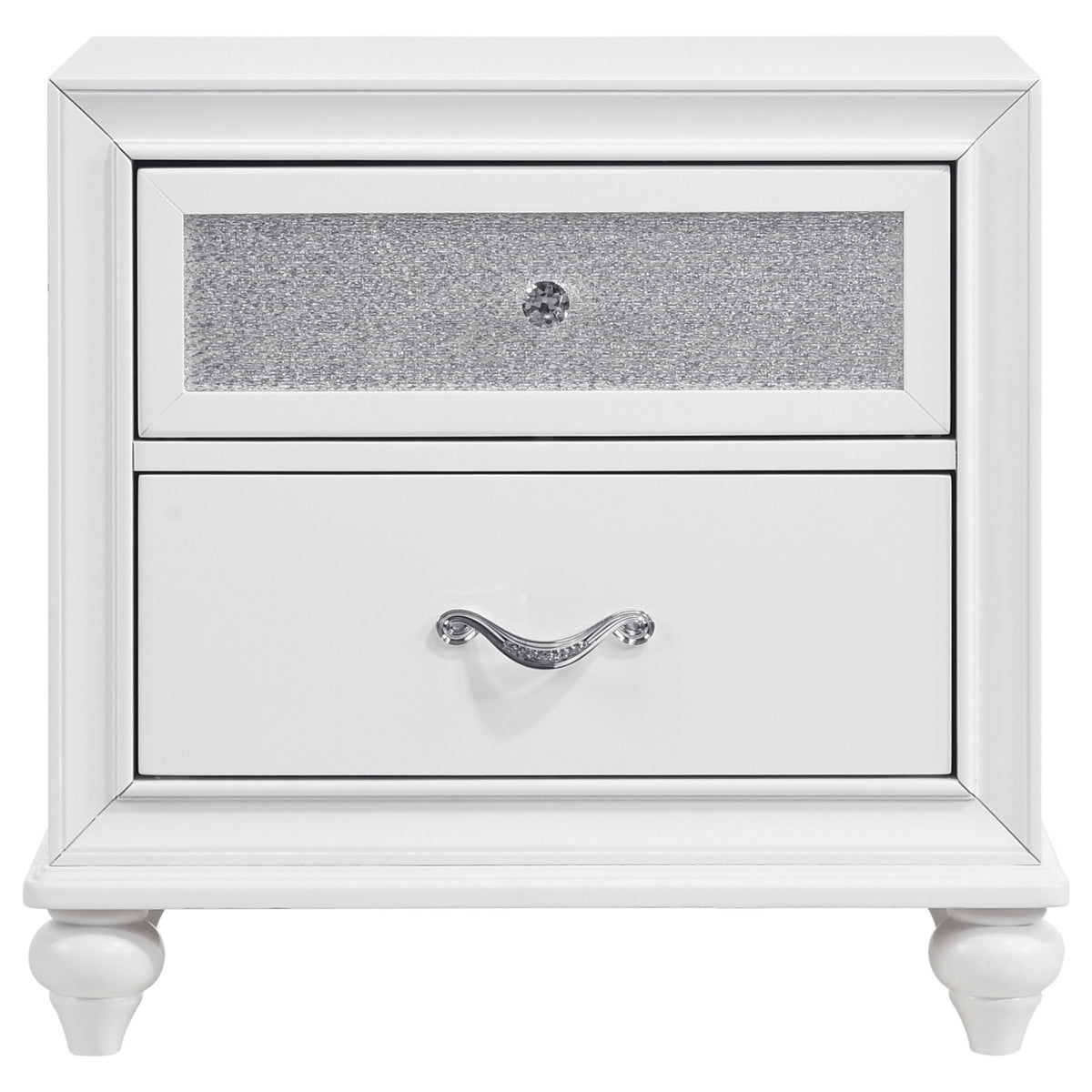 Barzini 2-drawer Nightstand with Crystal Hardware White