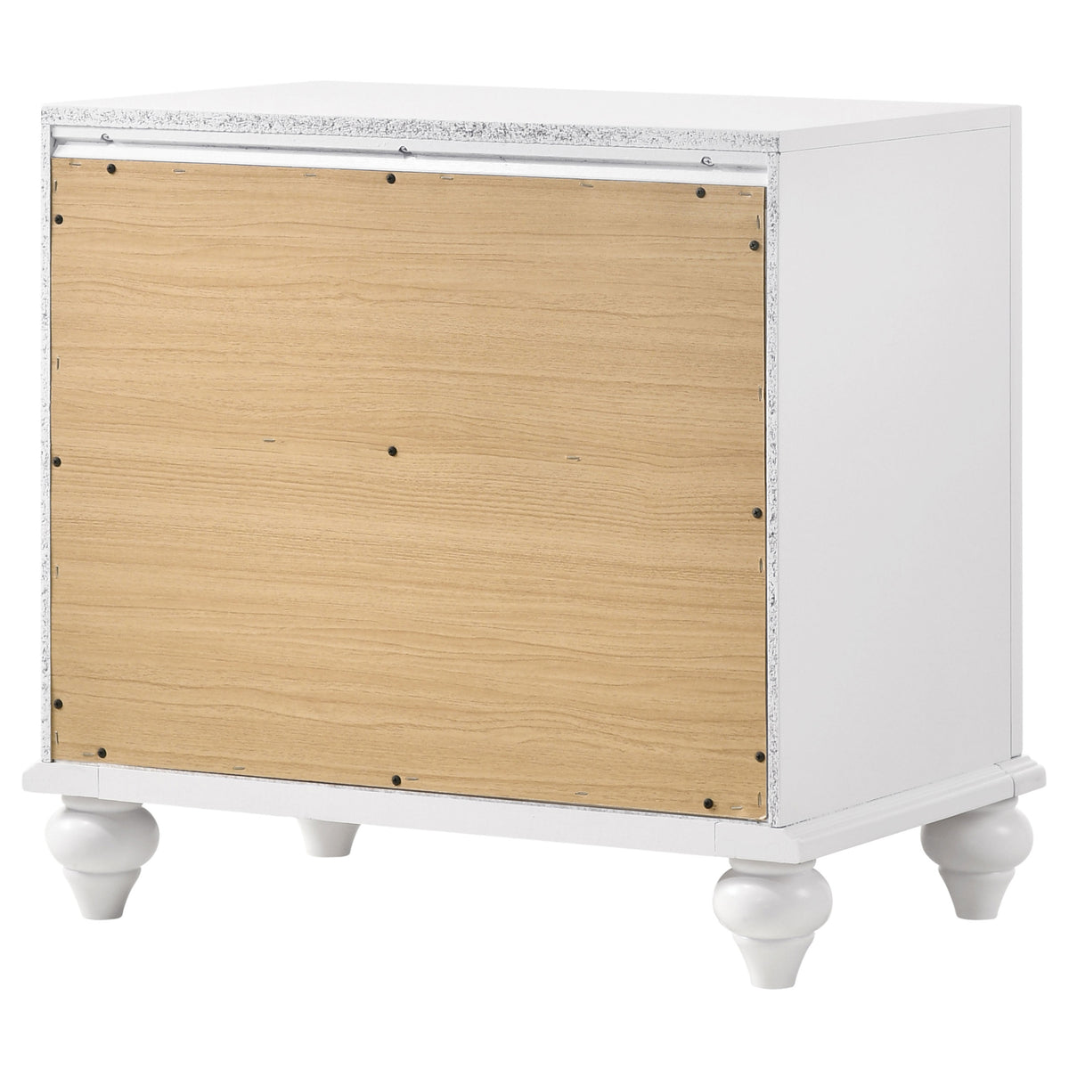 Barzini 2-drawer Nightstand with Crystal Hardware White