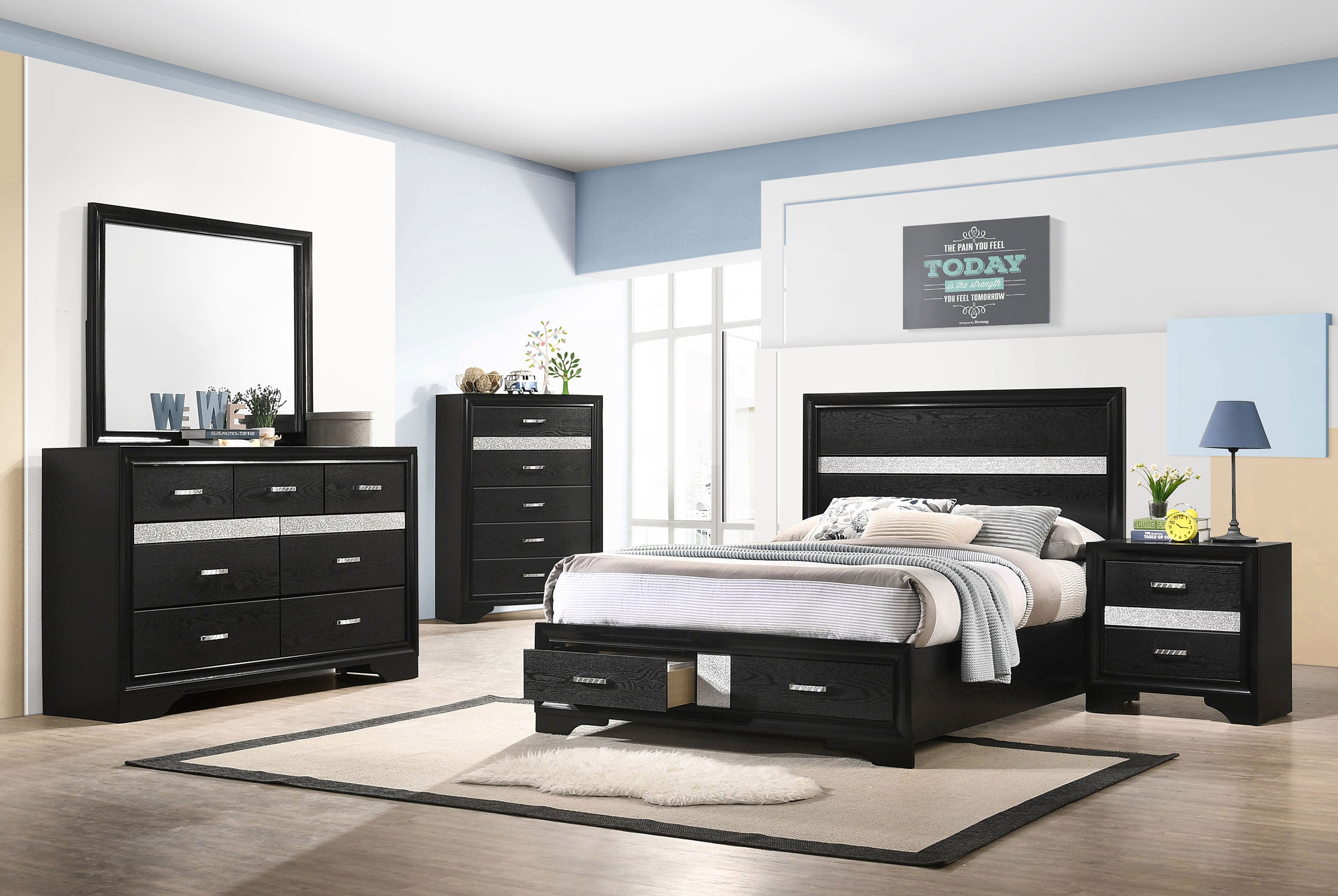Miranda Wood Panel Storage Bed