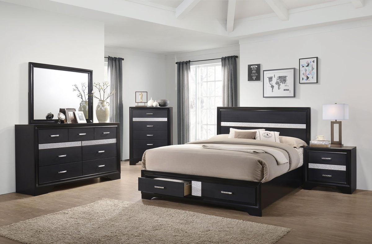 Miranda 2-drawer Storage Panel Bed Eastern King Black