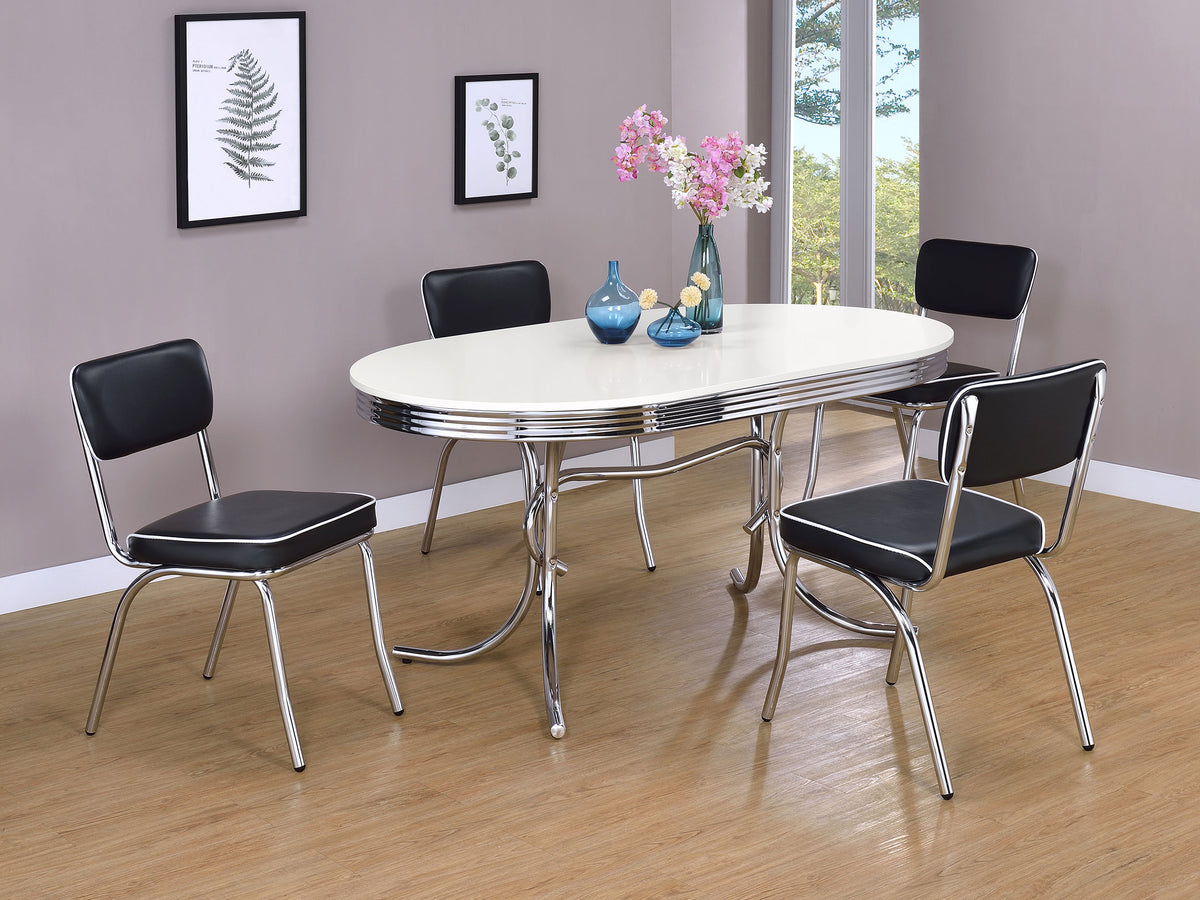 Retro 60-inch Oval Dining Table White and Chrome
