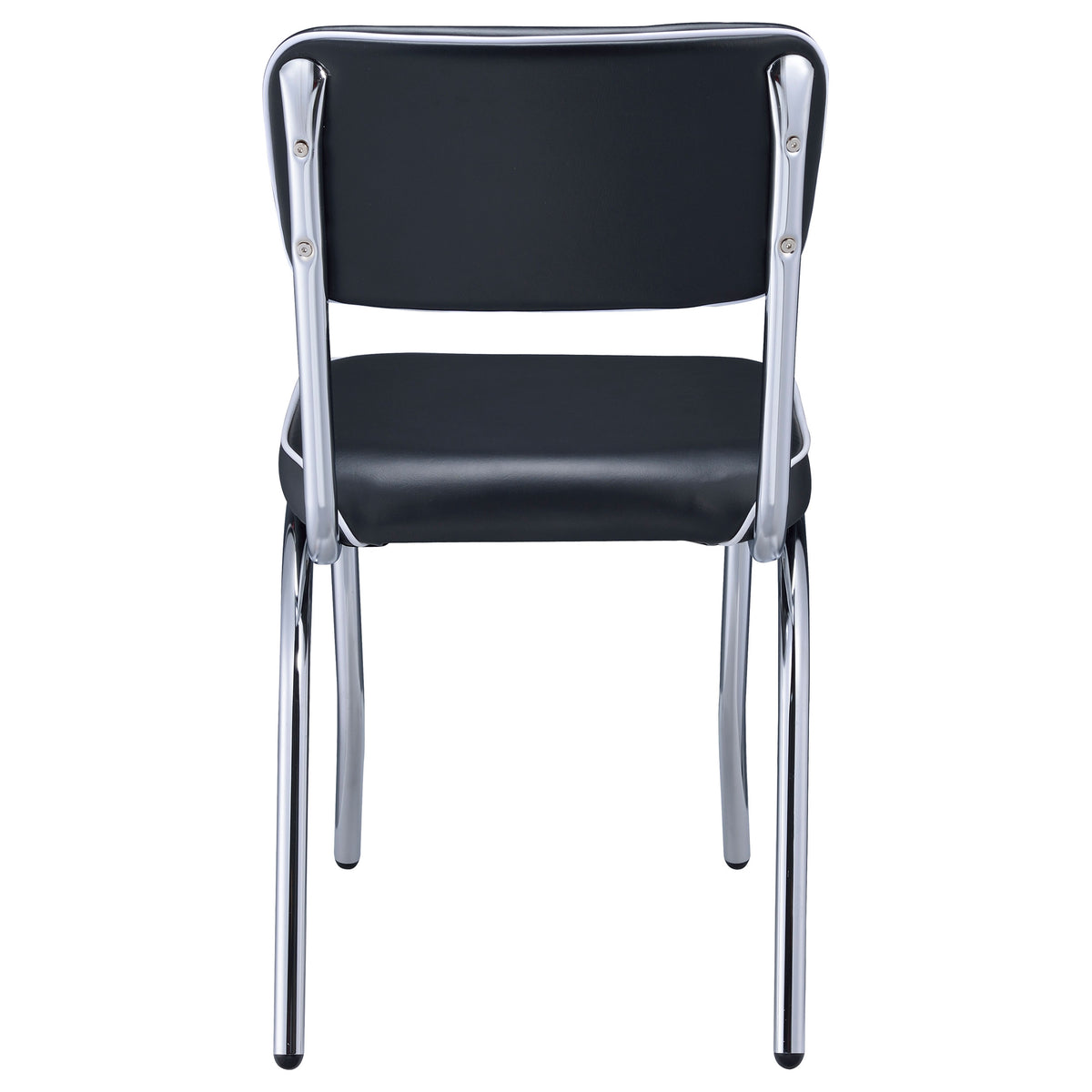 Retro Leatherette Upholstered Dining Side Chairs (Set of 2) Black and Chrome