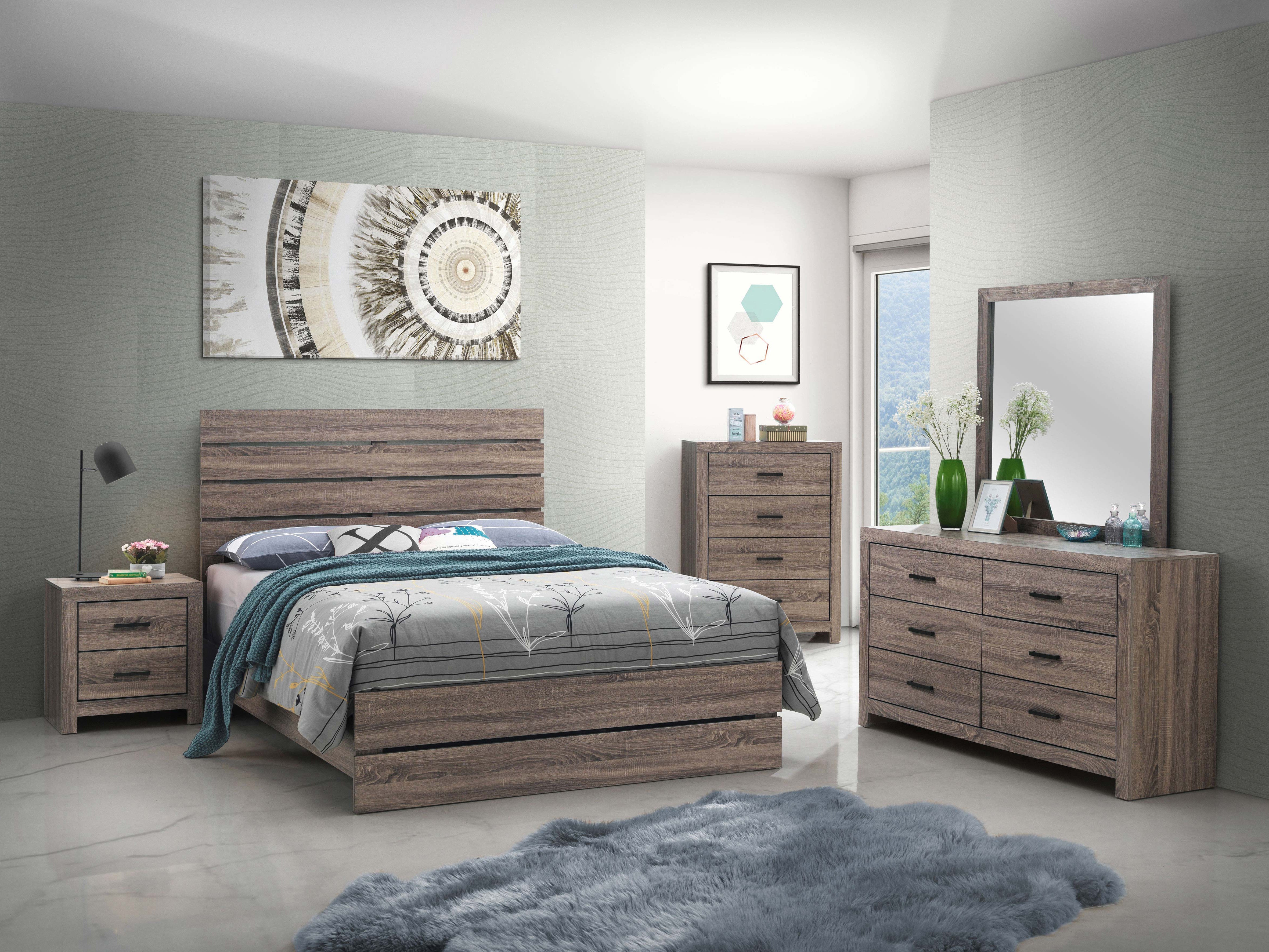 Brantford Wood Panel Bed - Queen (Barrel Oak)
