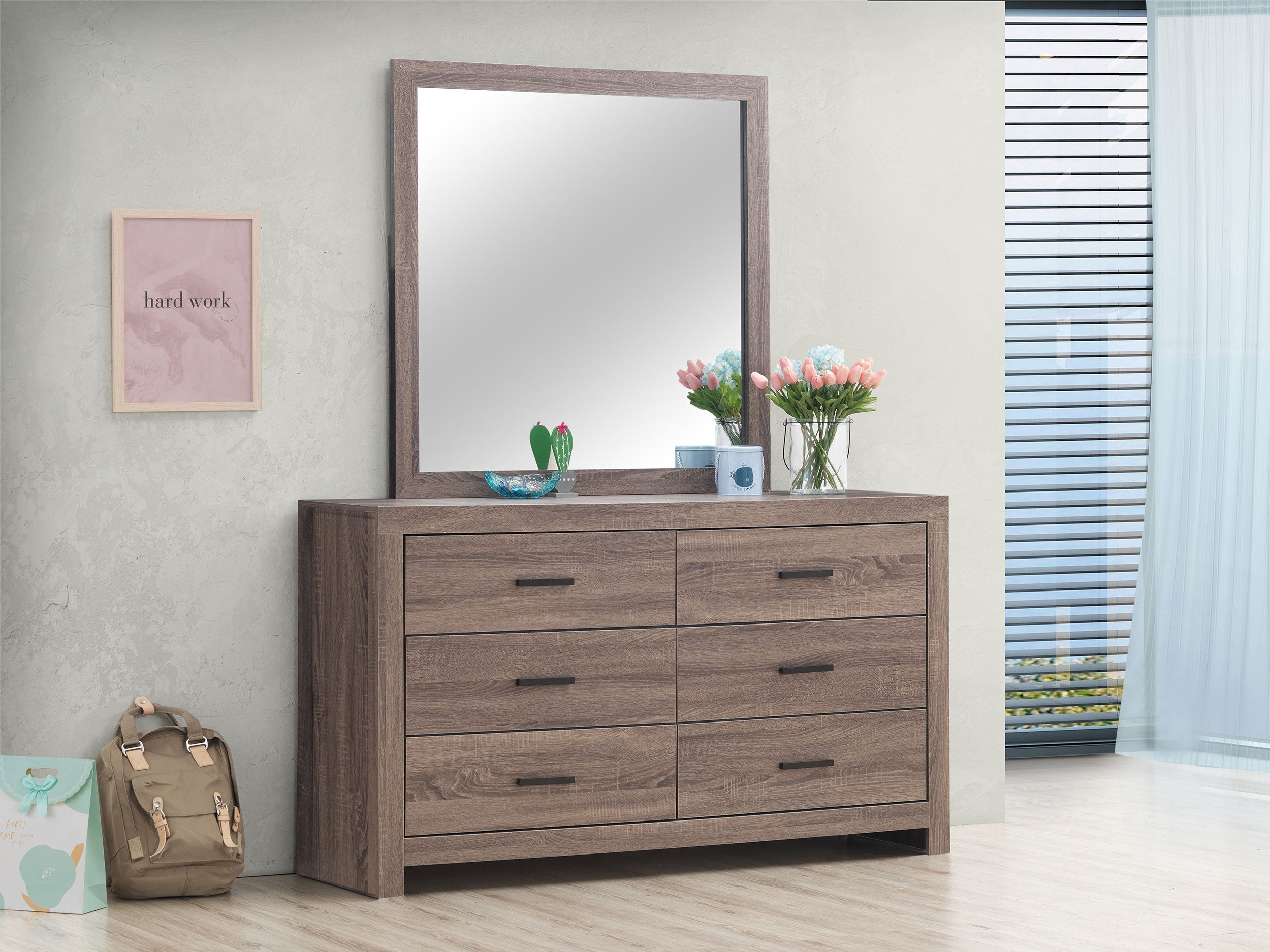 Brantford Dresser with Mirror (Barrel Oak)