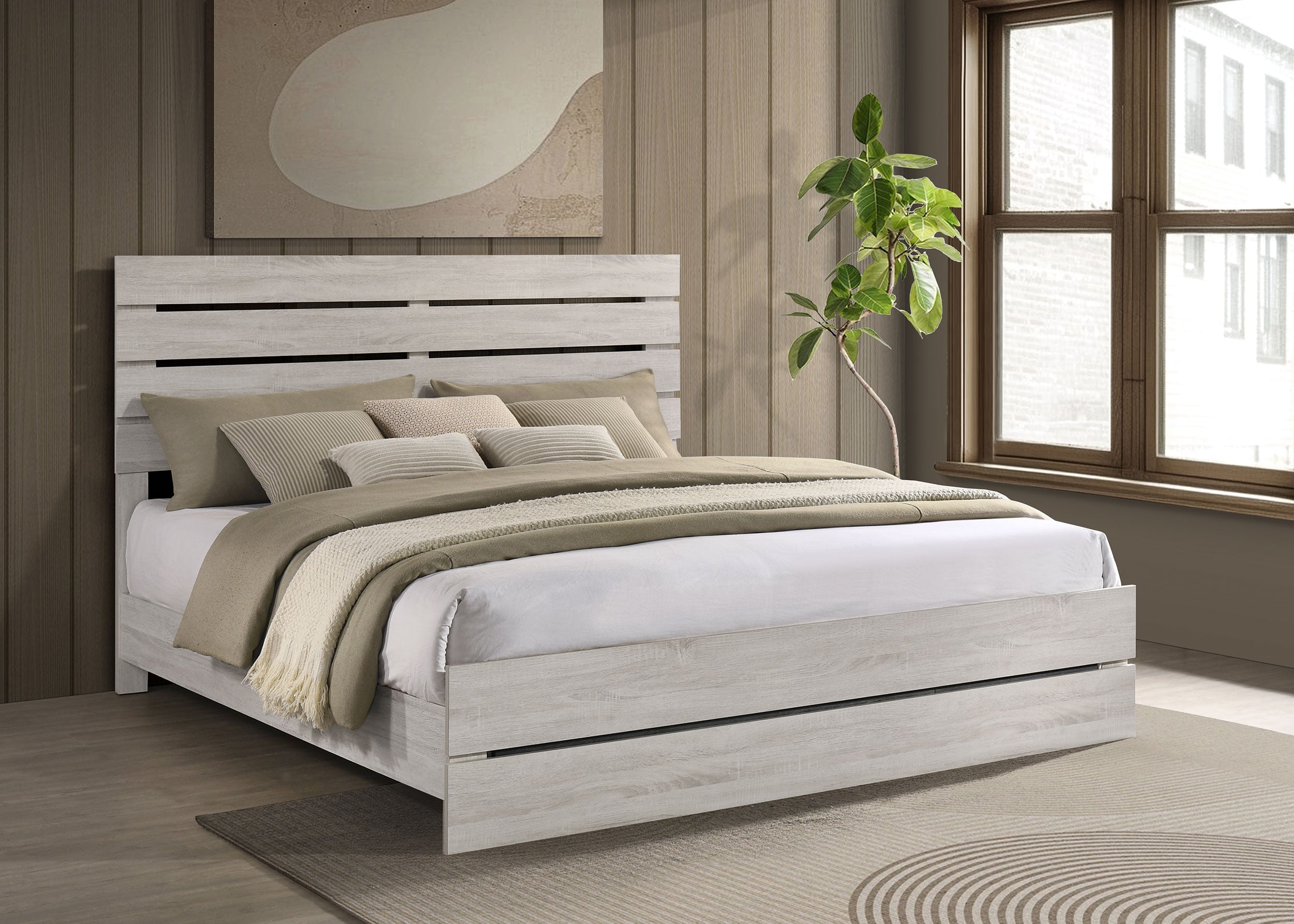 Brantford Wood Panel Bed - Eastern King In Coastal White