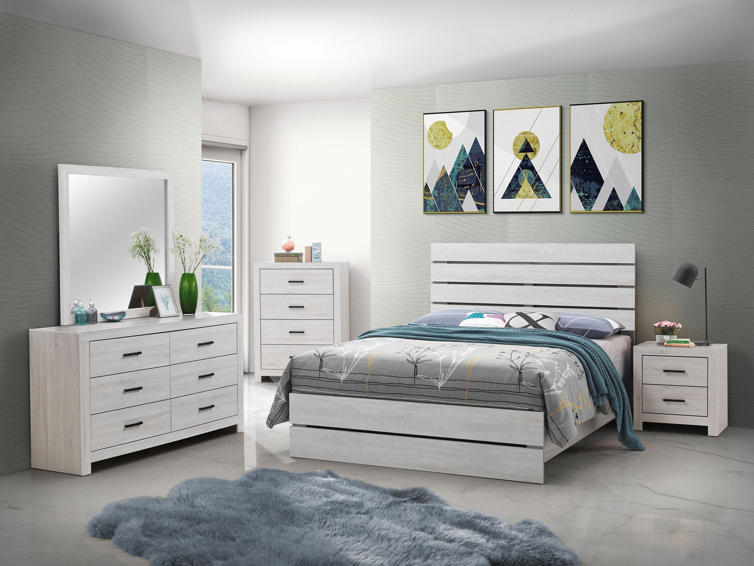 Brantford Wood Panel Bed - Eastern King In Coastal White